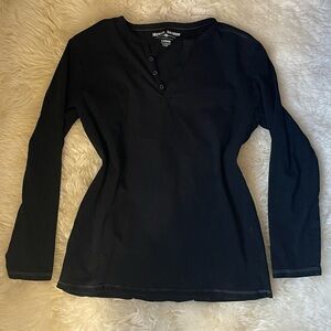 Vintage Michael Brandon men's black Henley button long sleeve shirt